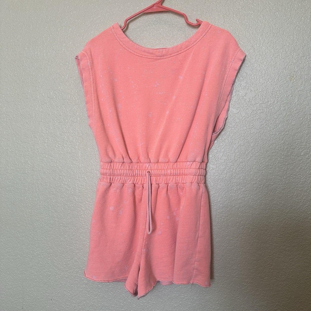 Out From Under Urban Outfitters Tina Terry Romper Open Back Peach "Splatter" S